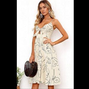 NWT Summer Tie Front V-Neck Spaghetti Strap Button Down A-Line Dress